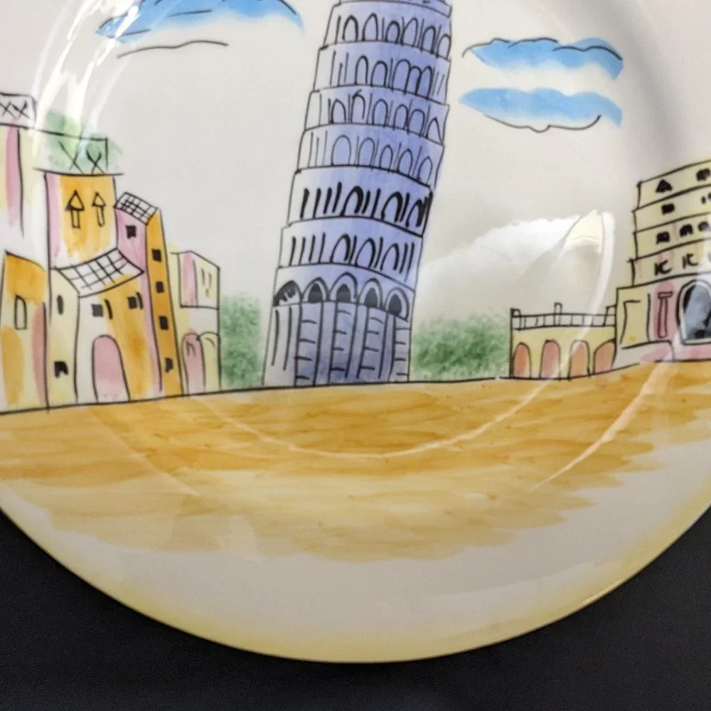 Vtg  8" Oneida Festa Italia Cheese/Salad/Dessert/Appetizers Venice Rome Pair - Picture 8 of 16